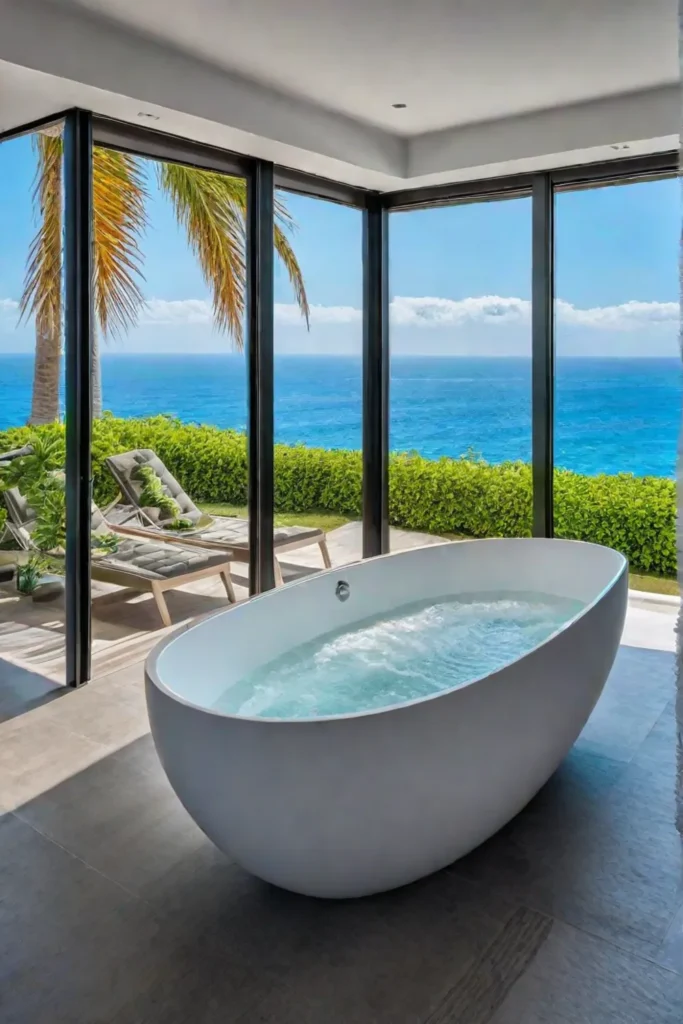Ultimate relaxation Spalike bathroom with an ocean view