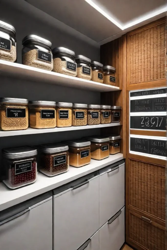 organized pantry glass jars dry goods