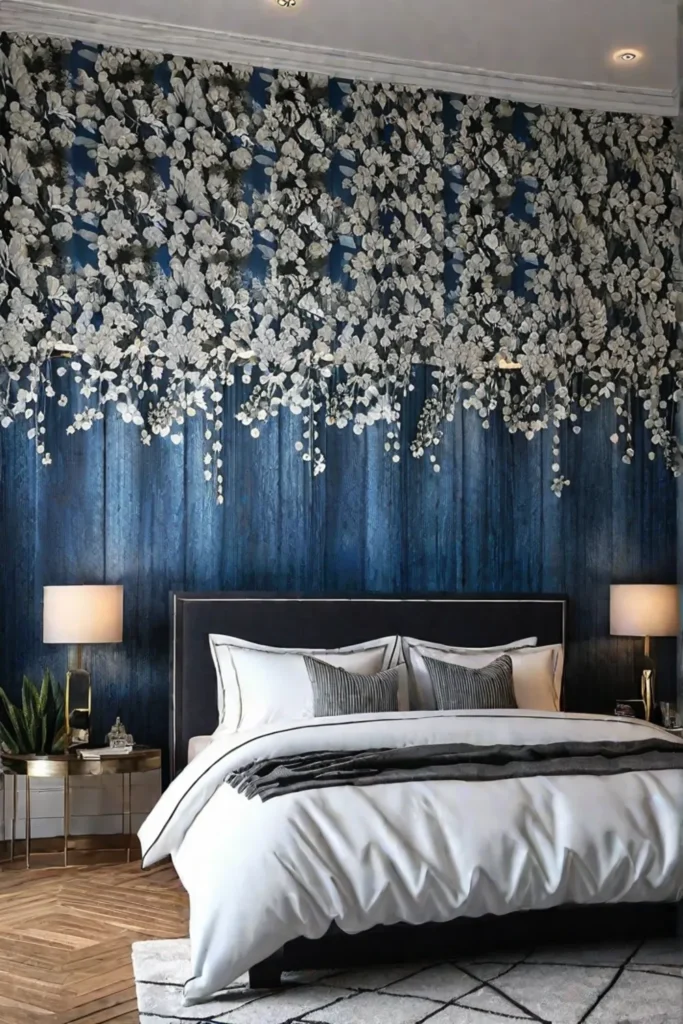 Bedroom with wallpaper accent wall