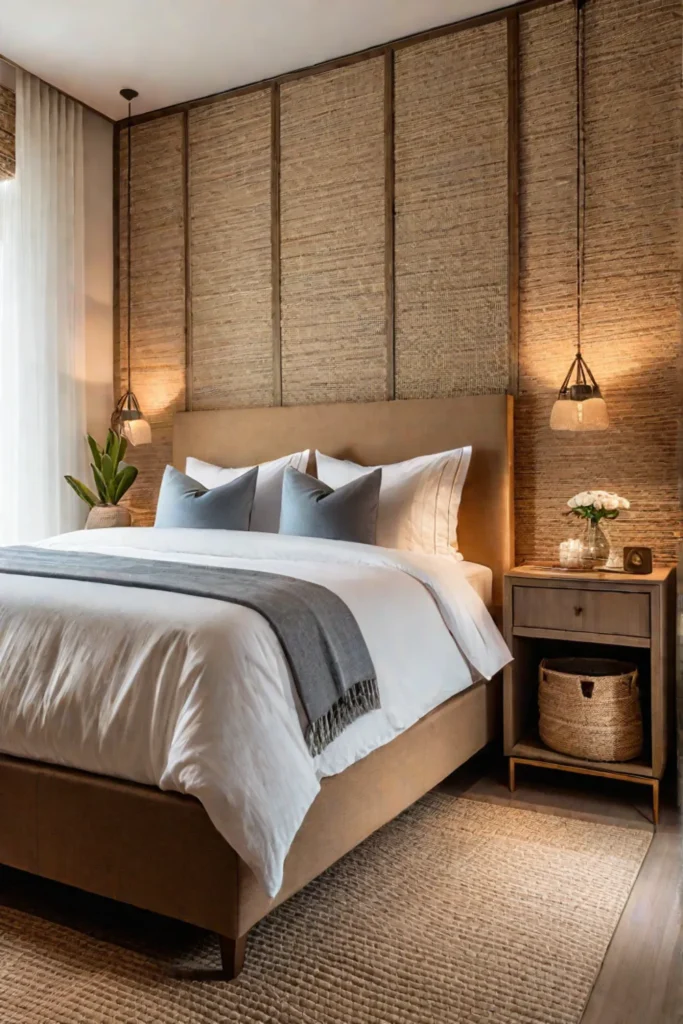 Beige bedroom with natural materials