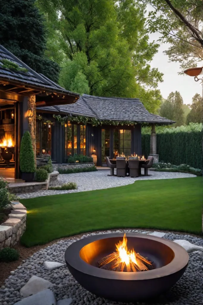 Garden design outdoor decor fire pit centerpiece