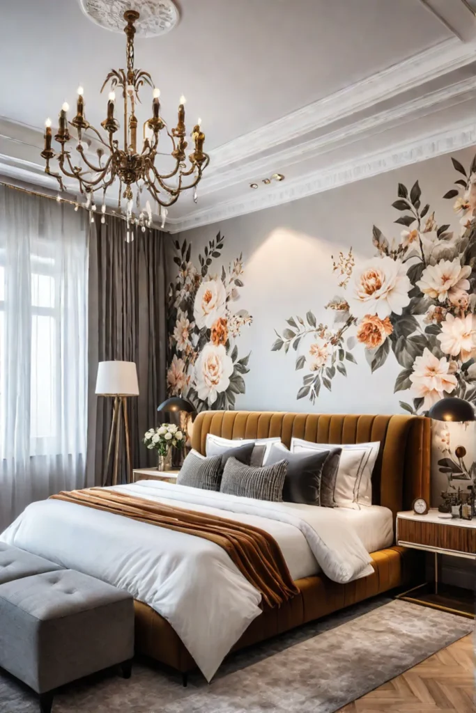 Largescale wallpaper in bedroom