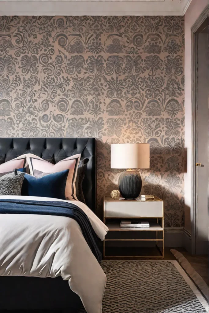 Mixing wallpaper patterns in bedroom