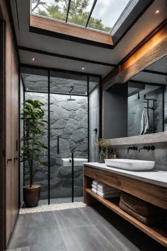 Cozy bathroom with natural stone