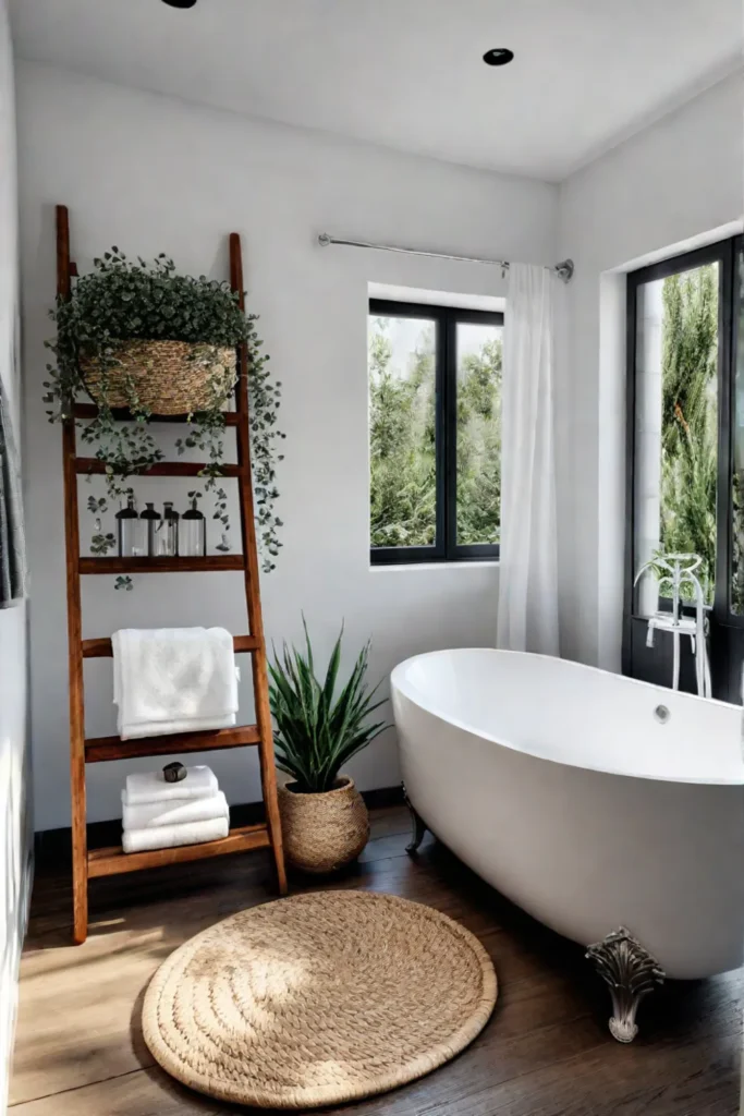 Pebble bath eucalyptus decor rustic accents