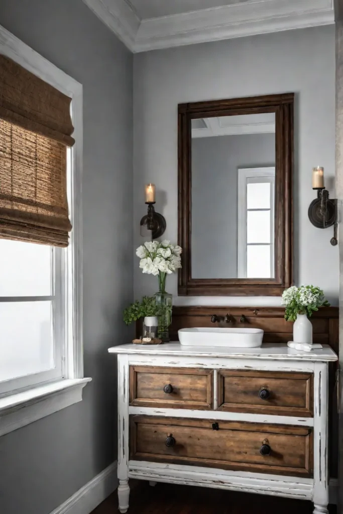 Repurposed antique furniture rustic bathroom vanity