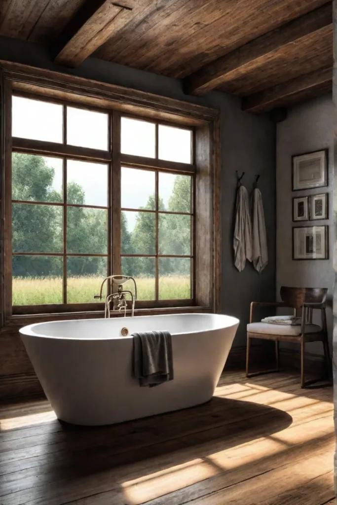 Rustic bathroom with modern touches