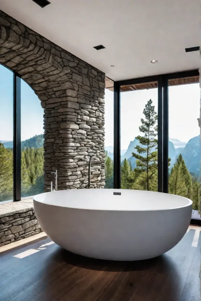 Rusticmodern bathroom serene atmosphere sleek fixtures