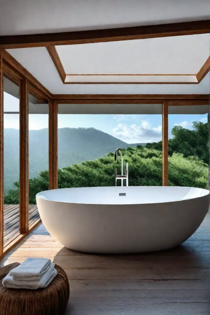 Tranquil bathroom with greenery